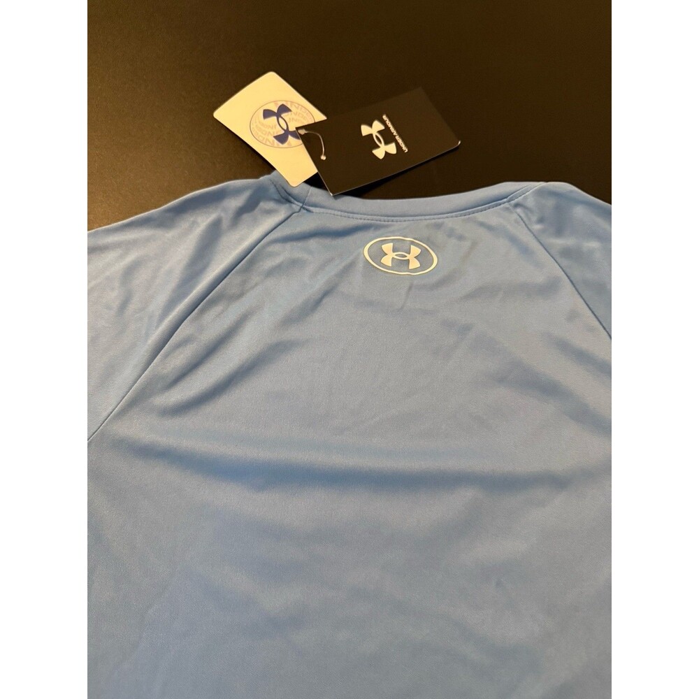 Under Armour Boys T-Shirt Youth Medium Blue Big Logo Graphic Athletic NWT Tee - Picture 5 of 5